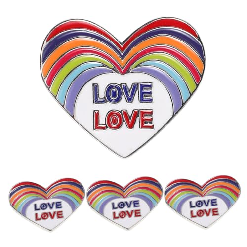 GALPADA 4 Stück Liebesbrosche Regenbogenbrosche Anstecker Kragen Revers Herzbrosche Herz Regenbogenbrosche Herz Emaille Brosche Emaille Anstecknadel Kleidungsnadeln von GALPADA
