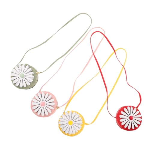 GALPADA 4 Stück Mini Umhängetaschen mit Blumenmotiv Kleine Leichte Pu-Schultertaschen für Mädchen Praktische Handtaschen für Kleinkinder für Reisen Einkäufe und Alltag von GALPADA