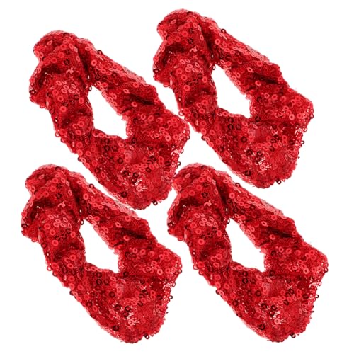 GALPADA 4stücke Vierteilige Pailletten-haargummis Für Weihnachten Elastische Haarbänder Für Mädchen Haaraccessoires Für Festliche Anlässe Und Partys in Leuchtendem Rot von GALPADA