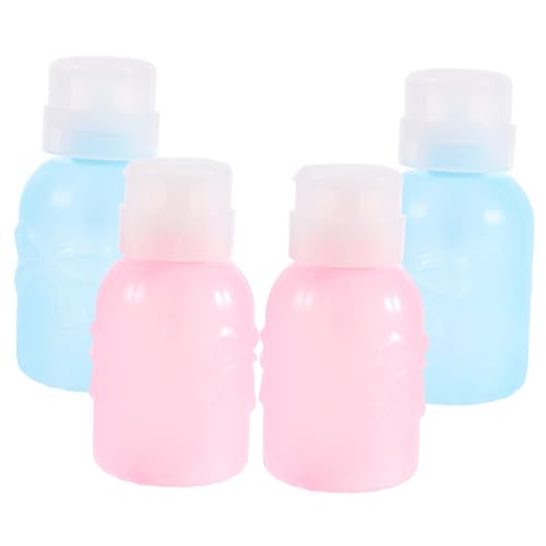 GALPADA 4 Stück Pumpspender Flasche für Nagellackentferner und Make Up Entferner Auslaufsicher Nachfüllbar mit Druckpumpe und Breiter Öffnung Kompakt und Reisefreundlich Rosa von GALPADA