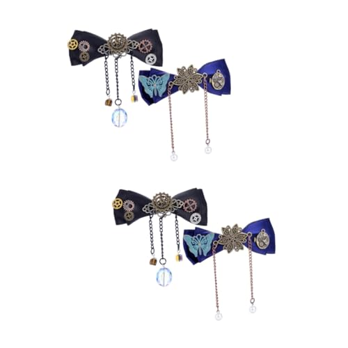 GALPADA 4 Stück Punk-Haarnadel Haarspangen Haarklammer Brautaccessoires Piraten-Accessoires für Frauen haarschmuck Haarspange mit Schleife Steampunk-Zahnradclips Krawatte Kopfbedeckung von GALPADA