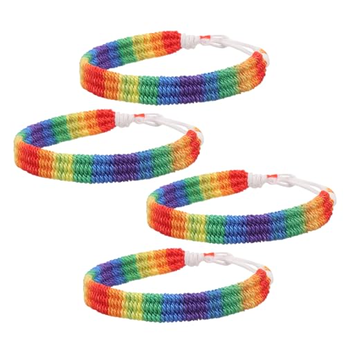 GALPADA 4 Stück Regenbogen Armband Für Frauen Freundschaft Regenbogen Gewebtes Armband Schmuck Geschenk Freundschaftsarmband Verstellbare Armbänder Verstellbare Regenbogen von GALPADA