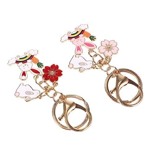 GALPADA 4stücke Schlüsselanhänger Mit Dekorativen Kaninchen Und Blumenanhängern Für Handtaschen Aus Hochwertigem Legierungs-Material Als Persönlichen Gestaltung von GALPADA