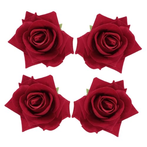 GALPADA 4 Stück Rote Rosenbrosche und Haarnadeln Realistische Künstliche Blumen Vielseitiger Haarschmuck für Hochzeit Party Damen und Mädchen Leicht und Tragbar von GALPADA