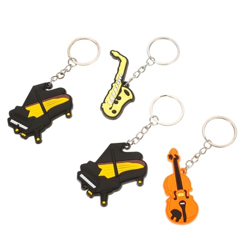 GALPADA 4stücke Schlüsselanhänger Musikinstrument Retro Anhänger Aus PVC Und Eisen Hängender Schlüsselanhänger Ornament Für Tasche Rucksack von GALPADA