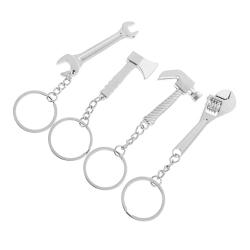 GALPADA 4 Stück Schlüsselanhänger Hämmer Werkzeuge Schlüsselringe Schlüsselbund Zinklegierung Silver von GALPADA