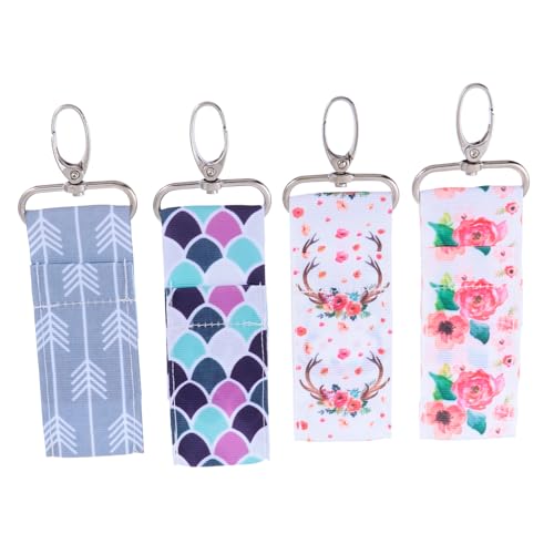 GALPADA 4stücke Teiliges Frauen Lippenstift Halter Schlüsselanhänger Bunte Druckmuster Praktische Taschen Für Lippenbalsam Für Reisen Party Und Alltag von GALPADA