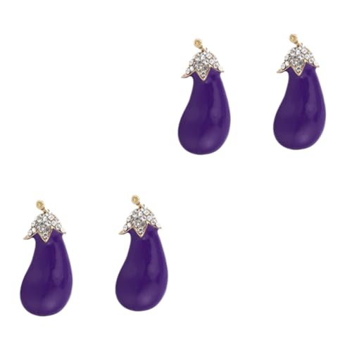 GALPADA 4 Stück Strassbrosche girlfriend the cummoter wischtelgeschenk Eggplant trachten stulpen Rhinestone Mode Frauen Brustnadel Ansteckblume im Pflanzendesign Öltropfen Brosche Violett von GALPADA