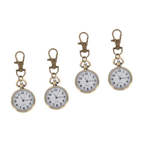 GALPADA 4stücke Schlüsselanhänger Taschenuhr Für Praktische Und Langlebige Uhr Mit Schlüsselbund-Design Für Berufe Und Prüfungen Edelstahl Und Glasmaterial von GALPADA