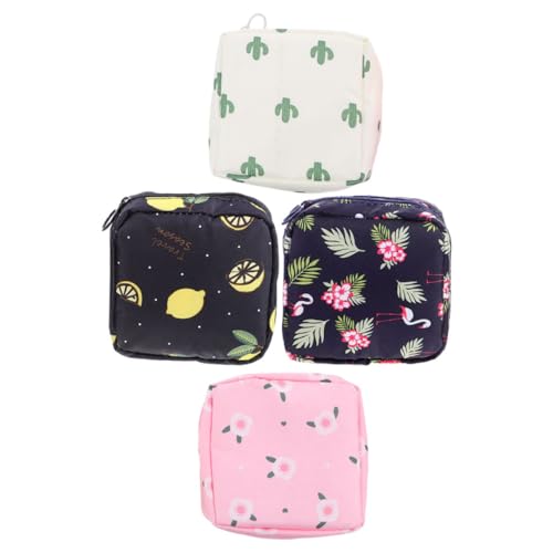 GALPADA 4 Stück Teiliges Aufbewahrungstaschen für Damenbinden und Lippenstift Tragbare Hygienetaschen mit Reißverschluss Vielseitige und Kartenetuis Große Kapazität Geeignet für Mädchen von GALPADA