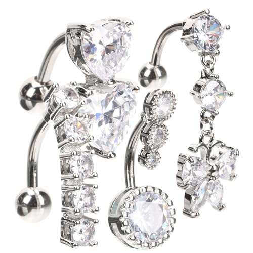 GALPADA 4 Stück Teiliges Bauchnabelpiercing aus hochwertigem Metall und Korrosionsbeständig mit Komfortablem Sitz und Elegantem Design Geeignet für Damen für Urlaub Strand und von GALPADA