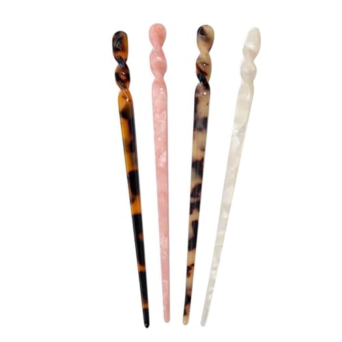 GALPADA 4 Stück Teiliges Damen Haarschmuck Acetat Leichte Langlebige Haarnadeln für Einfache Fixierung Stilvolle Haarstäbchen in Neutralen Farbtönen für Festliche Frisuren und Alltag von GALPADA