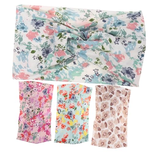 GALPADA 4 Stück Teiliges Damen Sport Stirnband Rutschfeste Elastische Haarbänder mit Floralem Muster Atmungsaktiv und Vielseitig für Yoga Laufen und Basketball Geeignet von GALPADA