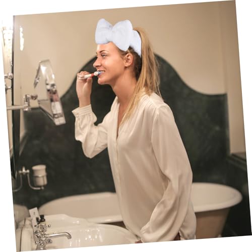 GALPADA 4 Stück Teiliges Elastisches Haarband aus Korallenrotem Fleece mit Schleife Weiches Stirnband zum Waschen Gesichts Make Up Spa Yoga und Sport für Damen und Mädchen von GALPADA