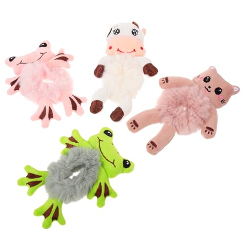 GALPADA 4 Stück Teiliges Furry Haar Scrunchies Plüsch Tierhaarbänder für Mädchen Elastische Haargummis für Süße Frisuren für Weihnachten und Geburtstagsgeschenke von GALPADA