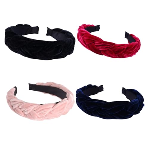 GALPADA 4 Stück Teiliges Goldene Samt Haarbänder mit Gekreuztem Design Geflochtene Stirnbänder für Damen Eleganter Haarschmuck für Alltag und Besondere Anlässe Vielseitiges Accessoire in von GALPADA