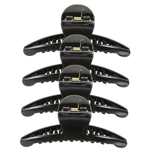 GALPADA 4stücke Große Haarklammer Schwarz Kunststoff Für Damen Mädchen Leicht Robust Langlebig Einfach Dickes Haar Festhält Glanz Classic Modern Suitable Für Gesichtsreinigung Duschen von GALPADA