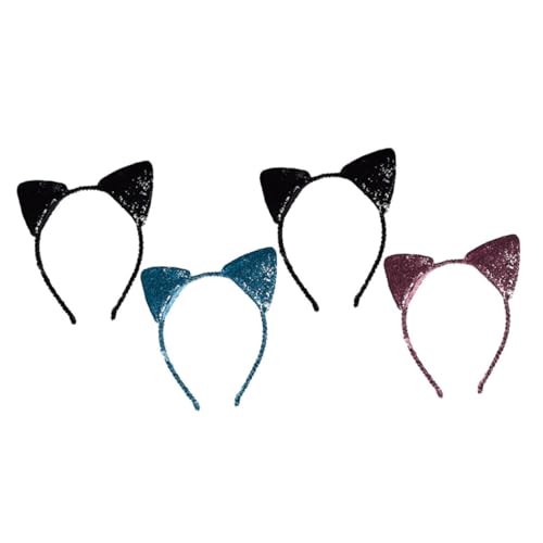 GALPADA 4 Stück Teiliges Katzenohren Haarreif Mädchen Handgefertigt Sicherer Hochwertiger Stirnband cosplay schmuck für Partys Halloween Geburtstage und Tägliche Zufällige Farbe von GALPADA