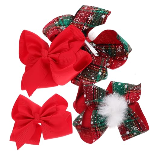 GALPADA 4 Stück Teiliges Kleine Rote Haarschleifen Haarspangen für Mädchen Festlich Leichte Haarklammern mit Schleifenmotiv für Weihnachten Geburtstag Hochzeit und Alltag von GALPADA
