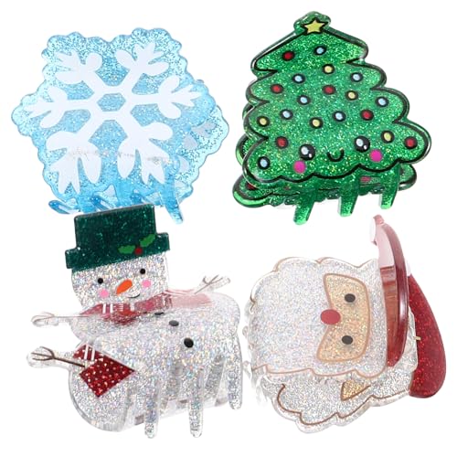 GALPADA 4 Stück Teiliges Kleine Weihnachts Haarklammern aus Acryl Stylische Haarspangen für Dickes Haar Charmante Haaraccessoires für Frauen Geeignet für Weihnachten Partys und Alltag von GALPADA