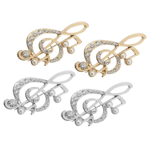 GALPADA 4 Stück Teiliges Musiknoten Anstecknadel aus Kratzfestem Legierungs Funkelnde Strassbroschen für Anzüge Pullover Jacken und Schals Eleganter Schmuck für Musikliebhaber und von GALPADA