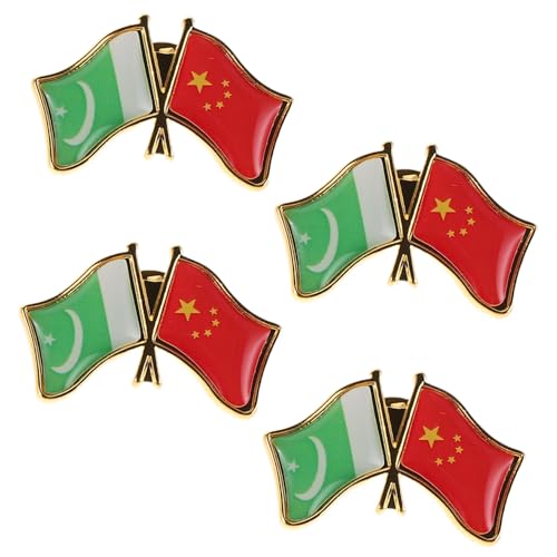 GALPADA 4 Stück Teiliges Pakistan China Freundschaftsflaggen Anstecknadeln Metall Langlebige Broschen für Kleidung Hüte Taschen Symbolische Accessoires für Alltag Partys Geschäftstreffen von GALPADA