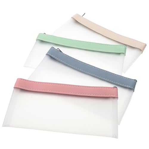GALPADA 4 Stück Teiliges Pencil Case Transparent TPU Stiftetui Leicht Großes Fassungsvermögen Für Schüler Kosmetiktasche Reise Organizer Bürobedarf von GALPADA