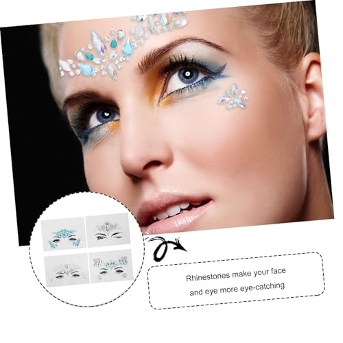 GALPADA 4 Stück Teiliges Selbstklebende Strass Gesichtsjewels Glitzernde Schmucksteine Aufkleber Hautfreundlich und Schnell Anzubringen für Festivals Partys Hochzeiten und Karnevalsmakeup von GALPADA