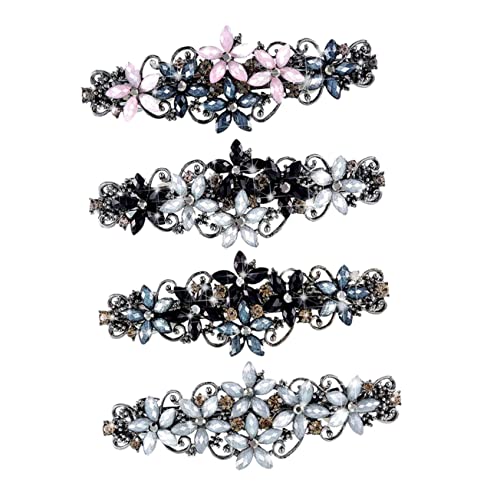 GALPADA 4 Stück Teiliges Set Rhinestone Haarspangen für Damen Vintage Blumen Haarklammern Blau Schwarz und Schwarz Blau für Hochzeiten Partys und Alltag von GALPADA