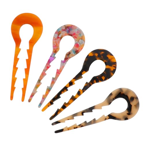 GALPADA 4 Stück Teiliges U förmiges Haargabel Hochwertigem Acetat Rutschfeste Haarspangen für Damen Fester Sitz und Stilvolle Frisurendekoration Vielseitig für Dutt und Hochsteckfrisuren von GALPADA