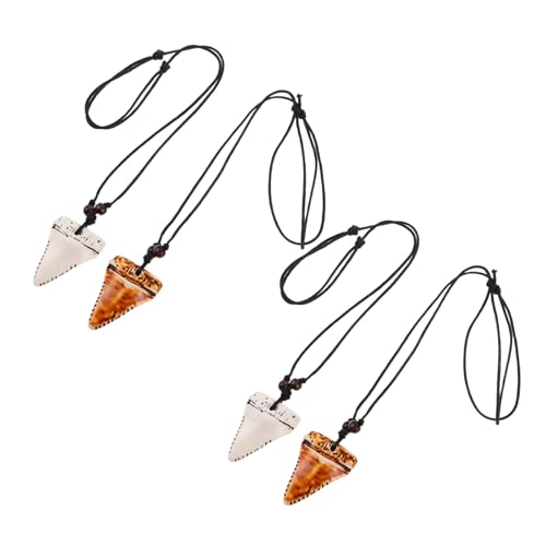 GALPADA 4 Stück Teiliges Verstellbare Herren Halskette mit Falschem Haifischzahn Anhänger Tropisch Inspiriertes Surfer Schmuckstück Symbolisch für Abenteuer und Freiheit Am Strand von GALPADA