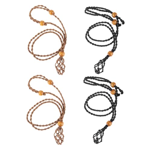 GALPADA 4 Stück Teiliges Verstellbares Netzbeutel Halskette für Schmuckherstellung Damen Herren Leichter Schmuckhalter für Edelsteine DIY Anhänger Kordel in Braun und Schwarz von GALPADA