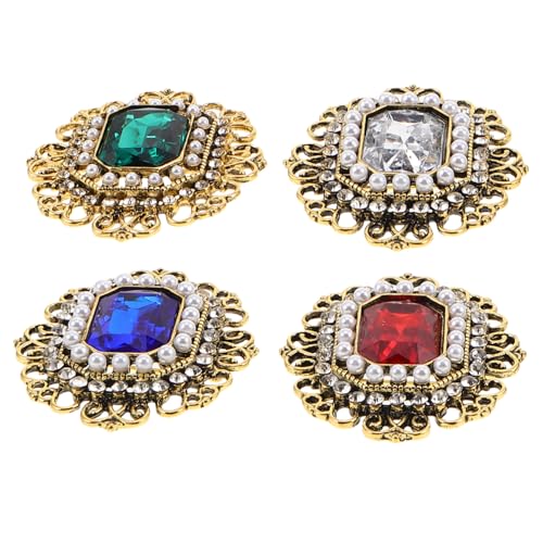 GALPADA 4 Stück Teiliges Vintage Broschen Damen und Herren Eleganter Anstecker mit Strass und Perle aus Zinklegierung Vielseitige Schulter-corsagen und Schmuckaccessoire für Hochzeiten von GALPADA