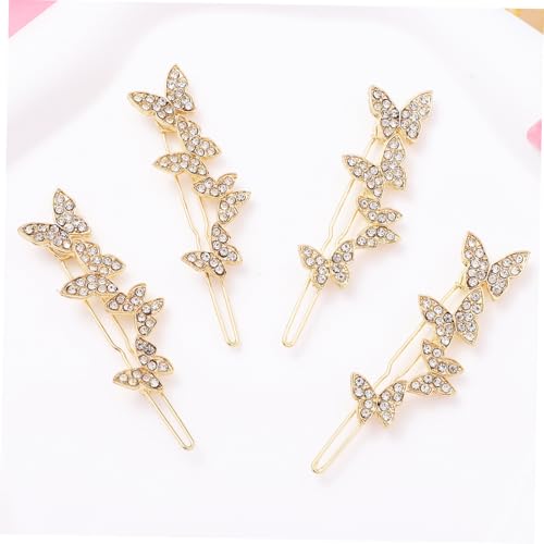 GALPADA 4 Stück Teiliges Vintage Schmetterling Haarspangen für Lockiges Haar Dekorative Strass Haarklammern Seitliche Haarklammern für Damen Eleganter Haarschmuck für Alltag und Festliche von GALPADA