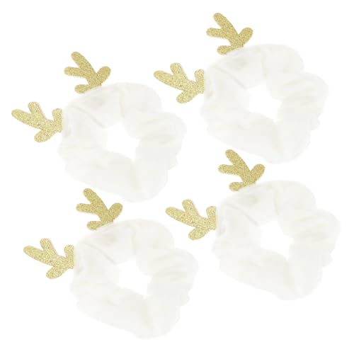 GALPADA 4 Stück Teiliges Weihnachts Haargummi mit Niedlichen Rentier Geweihen Weiches für Mädchen Festlicher Haarschmuck für Weihnachtsfeiern und Alltag Bequem und Dekorativ von GALPADA