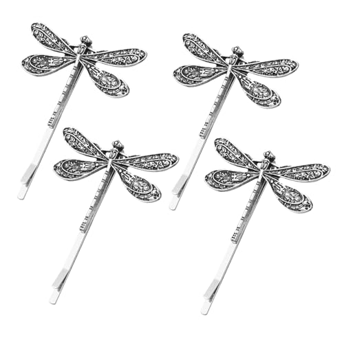 GALPADA 4 Stück Vintage Haarnadel Frau Clip Haarspangen Lady Bobby Antik Haarspange Stil Frauen Stilvolle Mädchen Metallic Haarnadel Libelle Kleine Libelle Silberlegierung von GALPADA