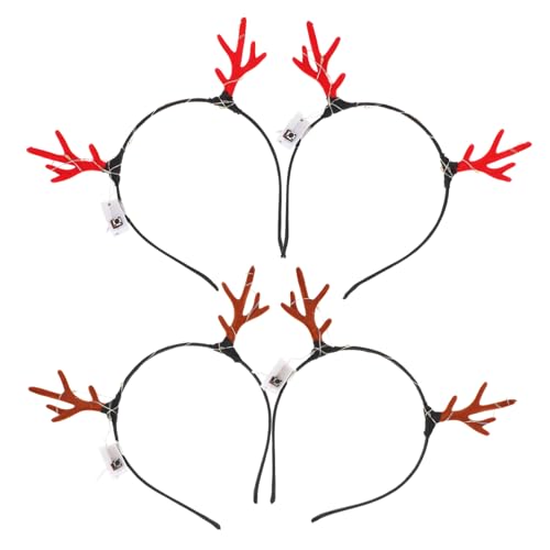 GALPADA 4 Stück Weihnachts Haarschmuck Leuchtende Rentier Geweih Haarbänder Party Kostüm Accessoire für Erwachsene Festliche Stirnbänder mit Niedlichen Details Rutschfest und Langlebig von GALPADA