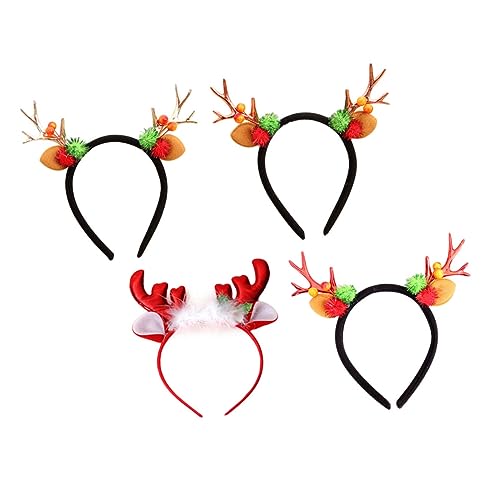 GALPADA 4 Stück Weihnachtsstirnband Rentierhaarband Weihnachtsgeschenke Strumpf Stuffers Weihnachtliche Kopfbedeckungen Weihnachtskopfschmuck Haarschmuck Geweih Stoff (polyester) Zubehör von GALPADA