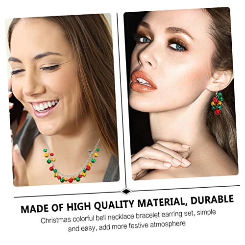 GALPADA 4 Stück Weihnachtsschmuck Set Teilig Bunte Glocken Anhänger Halskette Armband Ohrringe Festlich für Damen Party Alltag GALPADA 4 Stück Weihnachtsschmuck Set Teilig Bunte Glocken Anhänger Halskette Armband Ohrringe Festlich für Damen Party Alltag von GALPADA