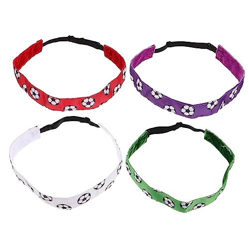 GALPADA 4Stücke Fußballstirnbänder Candy Farben Elastische Rutschfeste Yoga Haarbänder für Frauen für Sport und Fitness Schweißabsorbierend und Atmungsaktiv Weiß Lila Rot von GALPADA