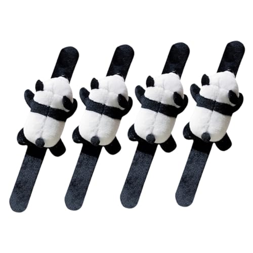 GALPADA 4Stücke Panda Plüsch Slap Armbänder für Tiermuster Handgelenkbänder zum Klatschen Weiche und Hautfreundliche Accessoires für Spiel und Spaß von GALPADA