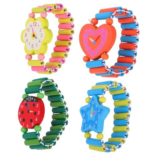 GALPADA 4stücke Holz Kinderarmbanduhr Cartoon Spielzeug Für Jungen Und Mädchen Bequeme Anpassung Langlebiges Material Vielseitiger Stil Passendes Geschenk von GALPADA