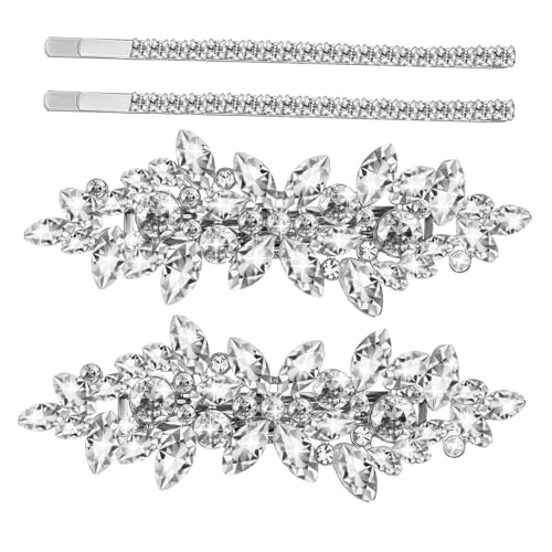GALPADA 4stücke Strass Haarspange Silber Haarklammern Mit Strasssteinen Dekorative Haarspangen Für Frauen Braut-haarschmuck Für Hochzeit Und Party von GALPADA