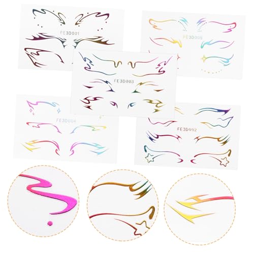 GALPADA 5 Blätter Theaterschminke Eye Shadow Sticker Wasserdichtes Augen Make Up Tattoo Decals für Halloween Karneval Kostümparty von GALPADA