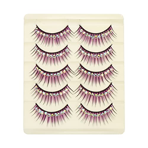 GALPADA 5 Paar Übertriebene Bühnenwimpern für Damen Volumen Wimpern Cosplay Geschmeidige Kunstwimpern für Partys Wiederverwendbar und Leicht zu Entfernen von GALPADA