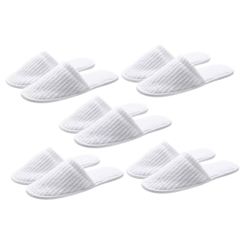 GALPADA 5 Paare Einweg Spa Hausschuhe Flauschig Geschlossene Zehen Komfortable Hotel Slipper Leicht Atmungsaktiv Reisegeeignet für Damen Herren Zuhause und Gästebesuch von GALPADA