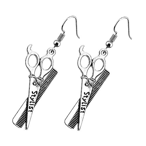 GALPADA 5 Paare Friseur Ohrringe Cartoon-Ohrringe danke geschenke Silberne Ohrringe trauzeugen geschenke Kamm Schere Ohrringe aus Ohrhaken Mode Anhänger Haartrockner Fräulein von GALPADA