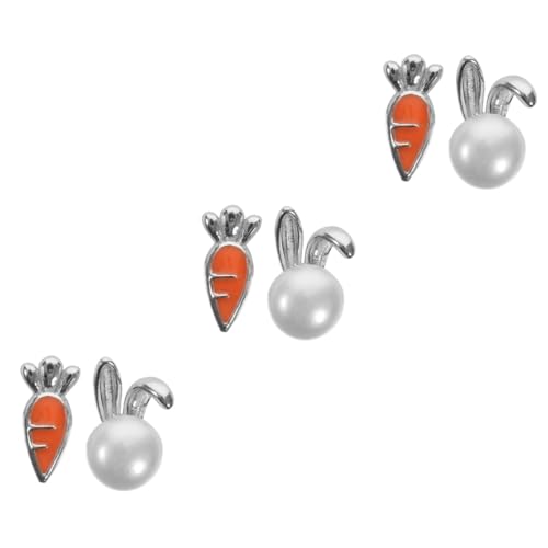 GALPADA 5 Paare Kaninchen Rettich Ohr stecker Osterhasen Ohrringe Geschenke für Damen Weihnachtssto Ohrstecker coole Ohrringe Mädchen Ohrringe asymmetrisch Schmuck 999 reines Silber Korb von GALPADA