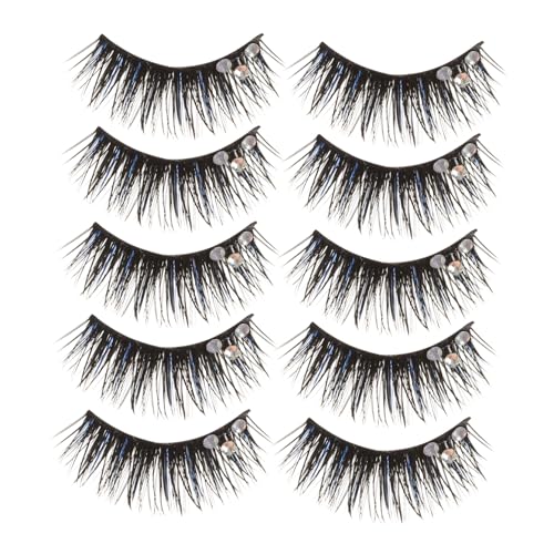 GALPADA 5 Paare Natürliche Falsche Wimpern Leicht und Bequem Dichte Lockige Fake Lashes mit Festem Stiel für Theater Make Up und Alltag Wiederverwendbar Modischer Haarschmuck für Frauen von GALPADA