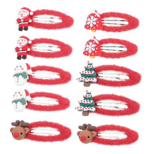 GALPADA 5 Paare Weihnachts Haarklammern Haarschmuck mit Glocken Santa Claus Weihnachtsbaum Schneemann Haarspangen für Mädchen Festliche Frisur von GALPADA